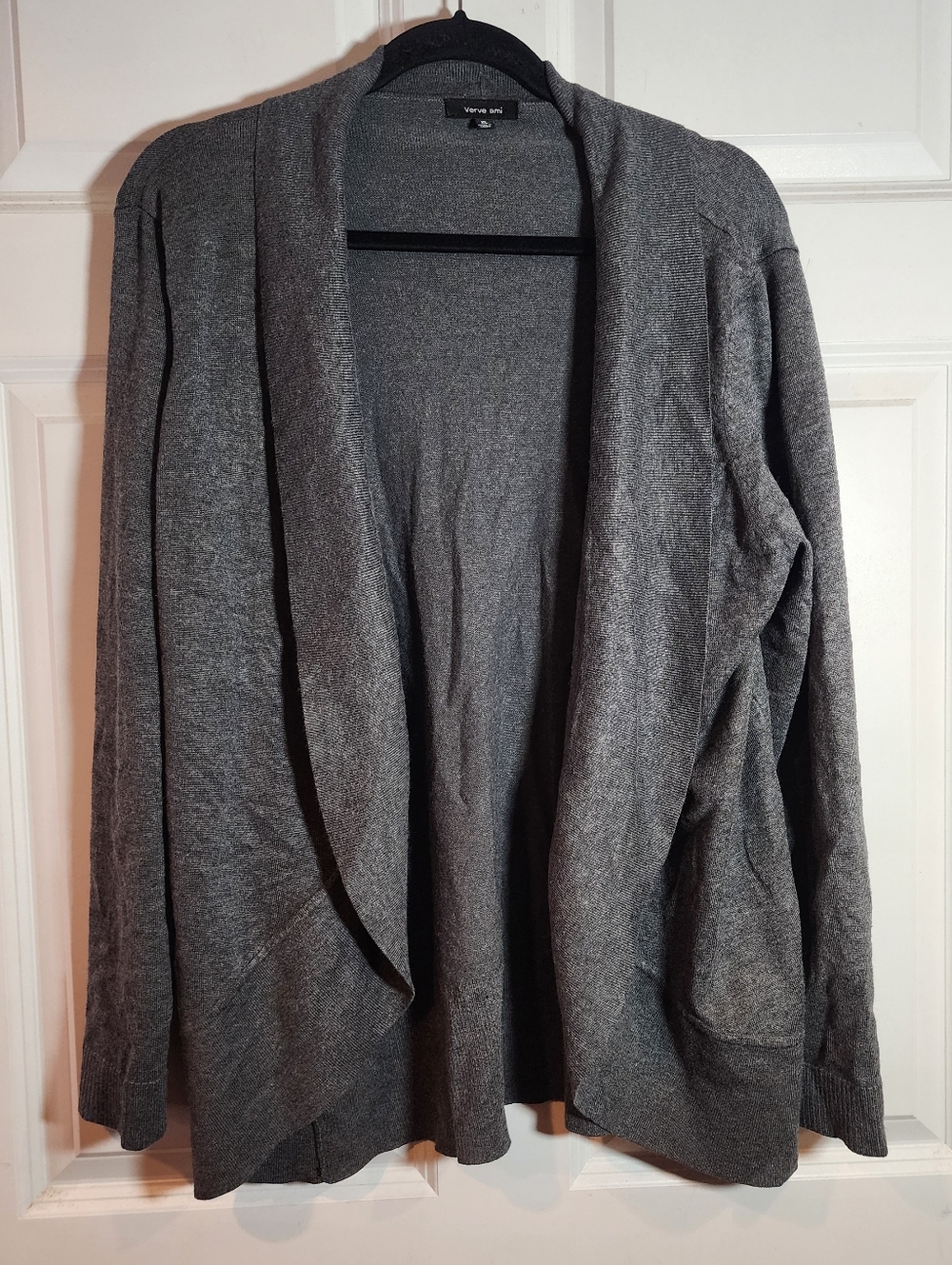 Verve Ami Dark Gray Open-Front Cardigan Sweater XL